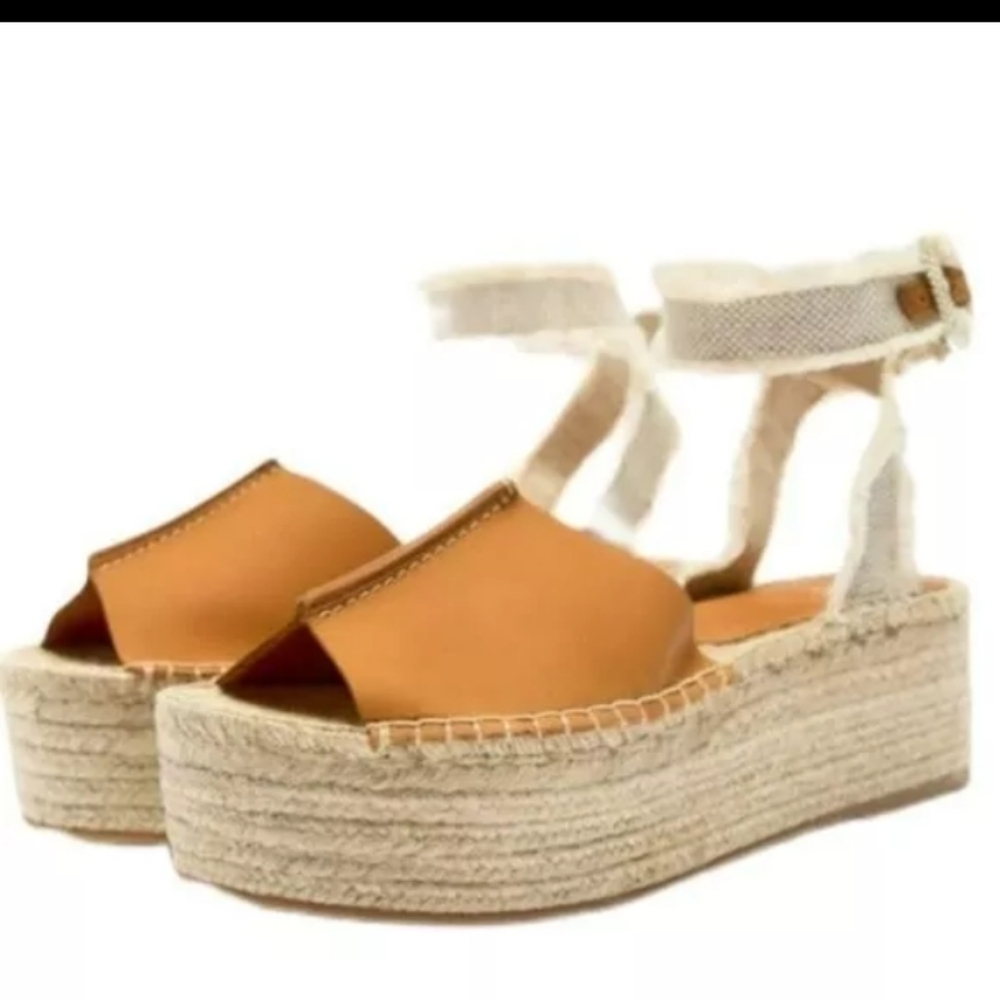 Zara Leather Platform Sandals